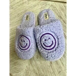 Dluxe by dearfoams Slippers smiley face purple 4-5